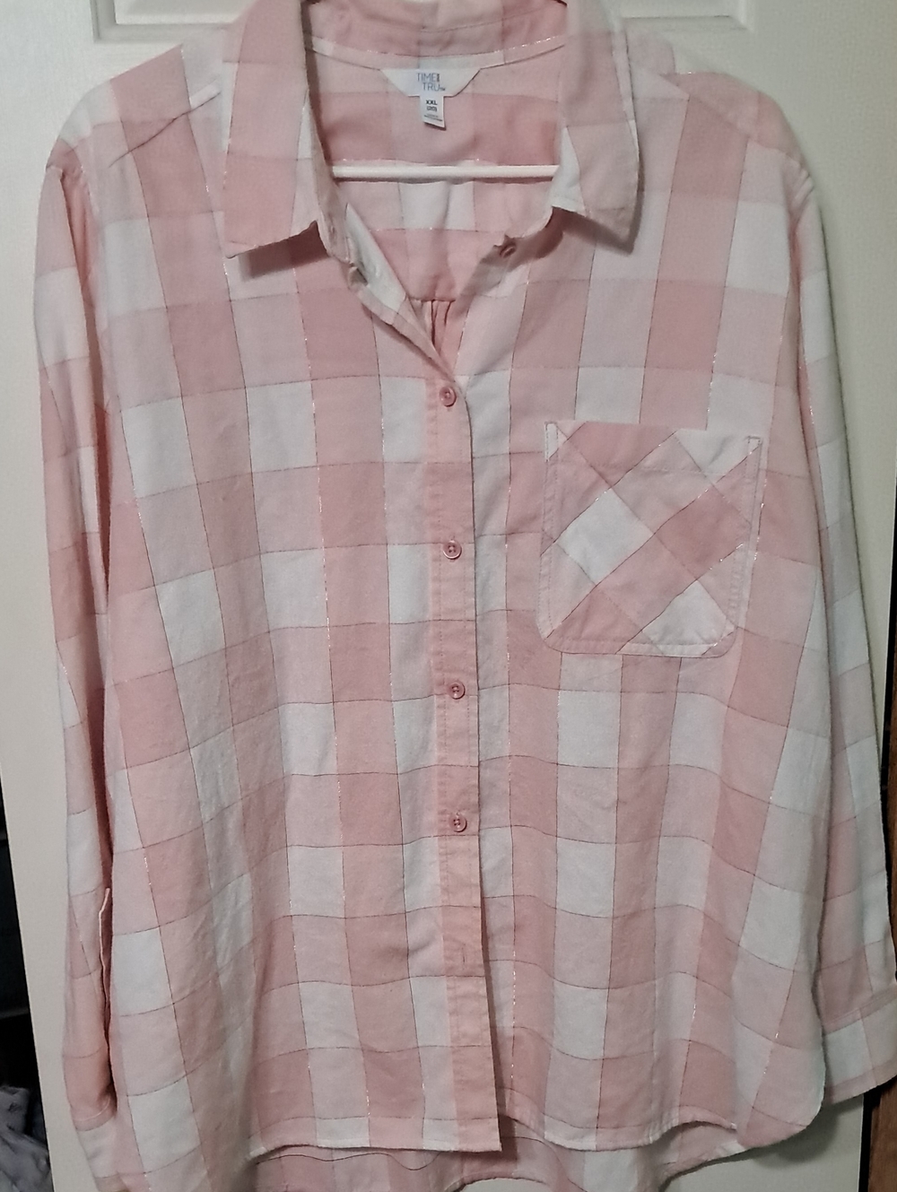 Light Pink Plaid Button-Up Shirt